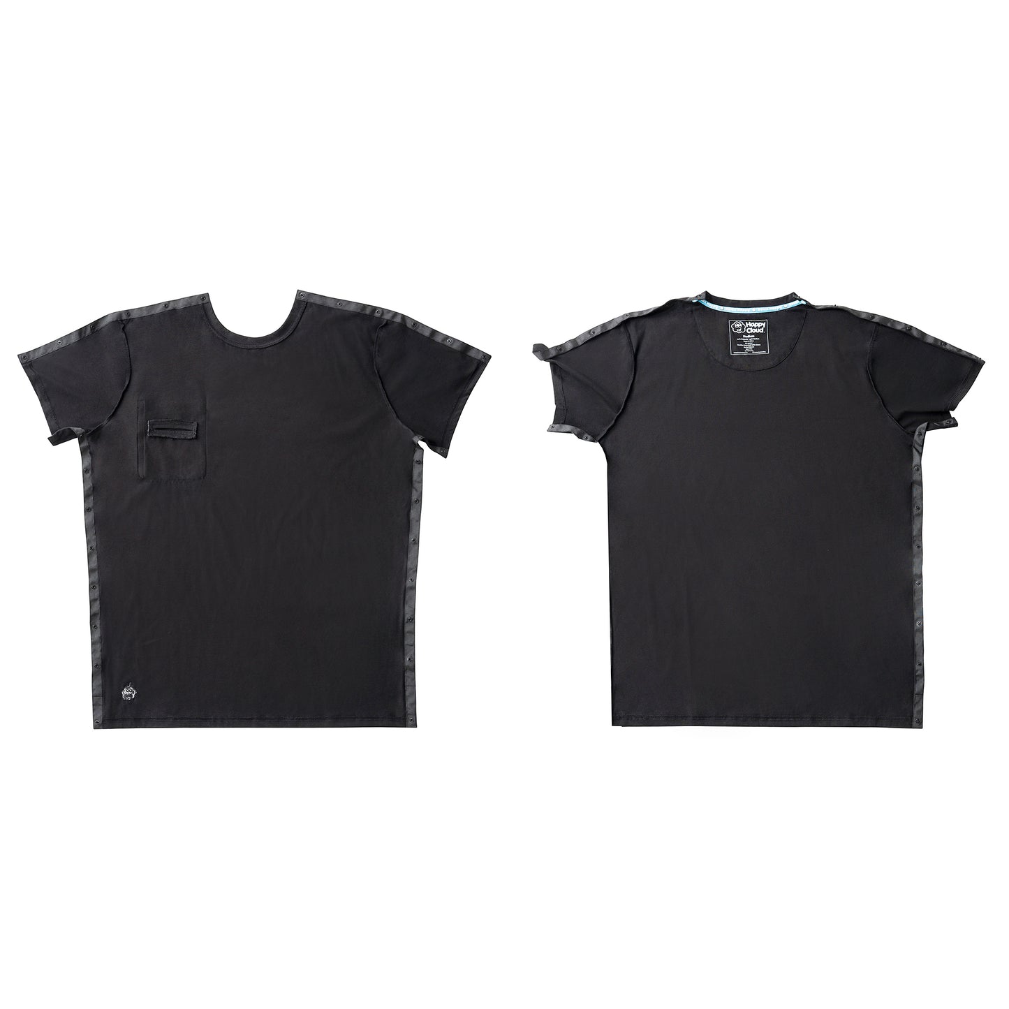 Black Adaptive T-Shirt – Easy Dressing for Chemo, Surgery & Recovery